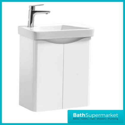 Arc White 500MM WALL MOUNTED 2 DOOR CLOAKROOM UNIT & CERAMIC BASIN