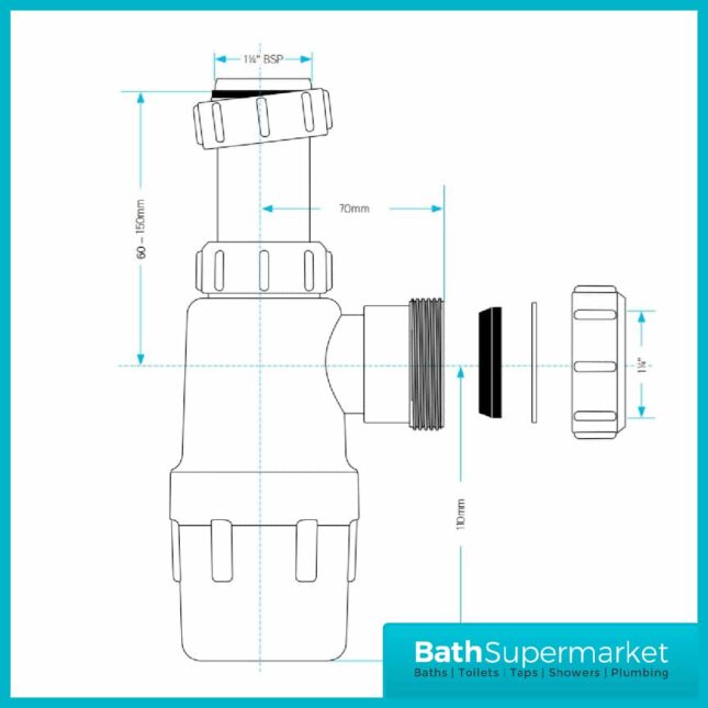 Viva 1¼" Telescopic Bottle Trap | WTBT32T