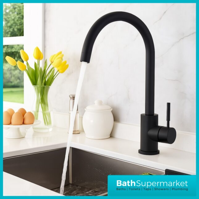 Scudo Manhattan Black Single Lever Kitchen Sink Mixer Tap