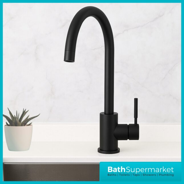 Scudo Manhattan Black Single Lever Kitchen Sink Mixer Tap