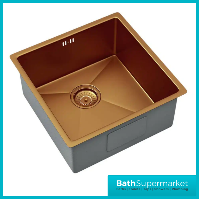 Ellsi Elite Undermounted Sink 440x440 & Wastes Brushed Copper Kitchen Sink
