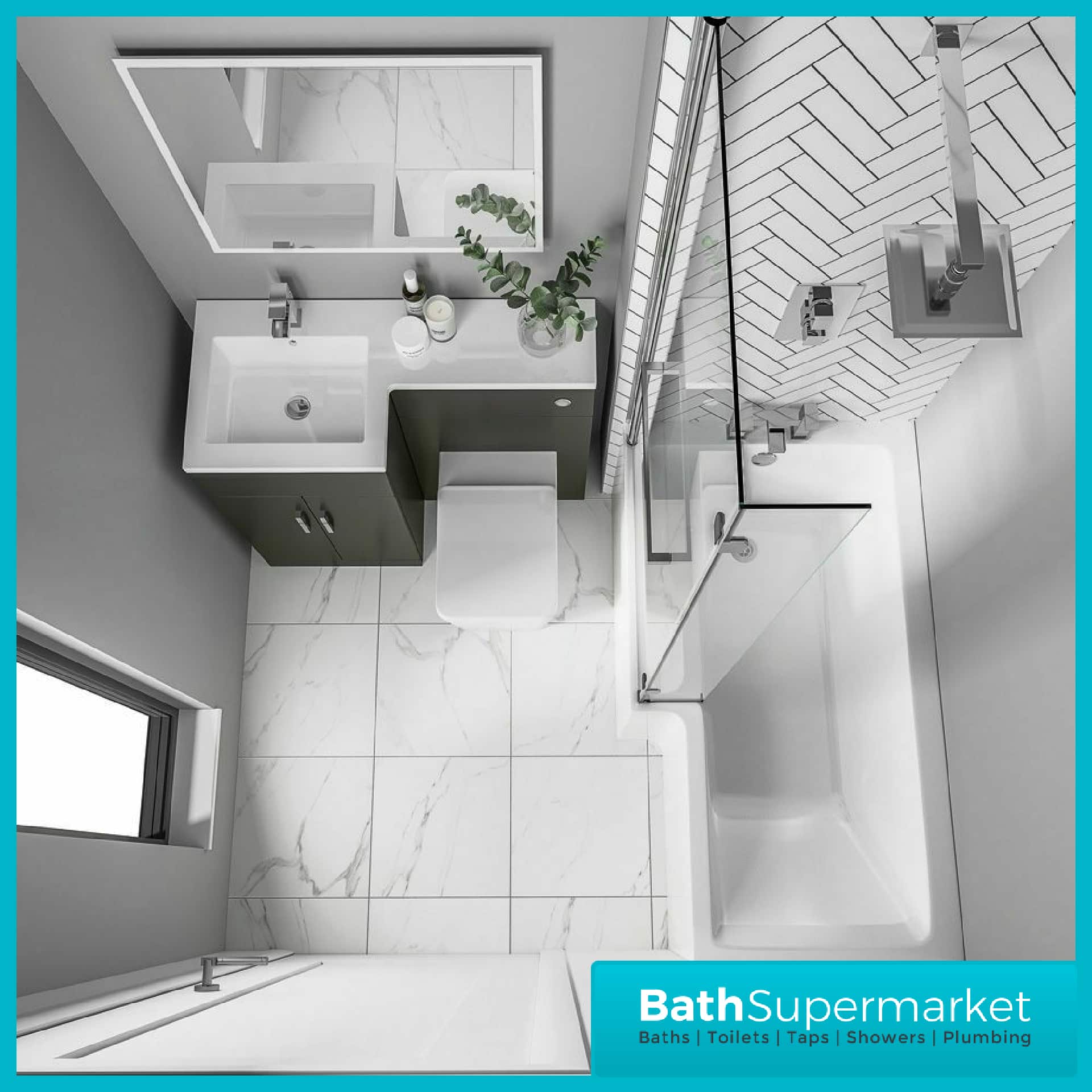 Elation Charcoal Gloss Grey Combination L Shape Furniture Pack 1070mm LH & RH