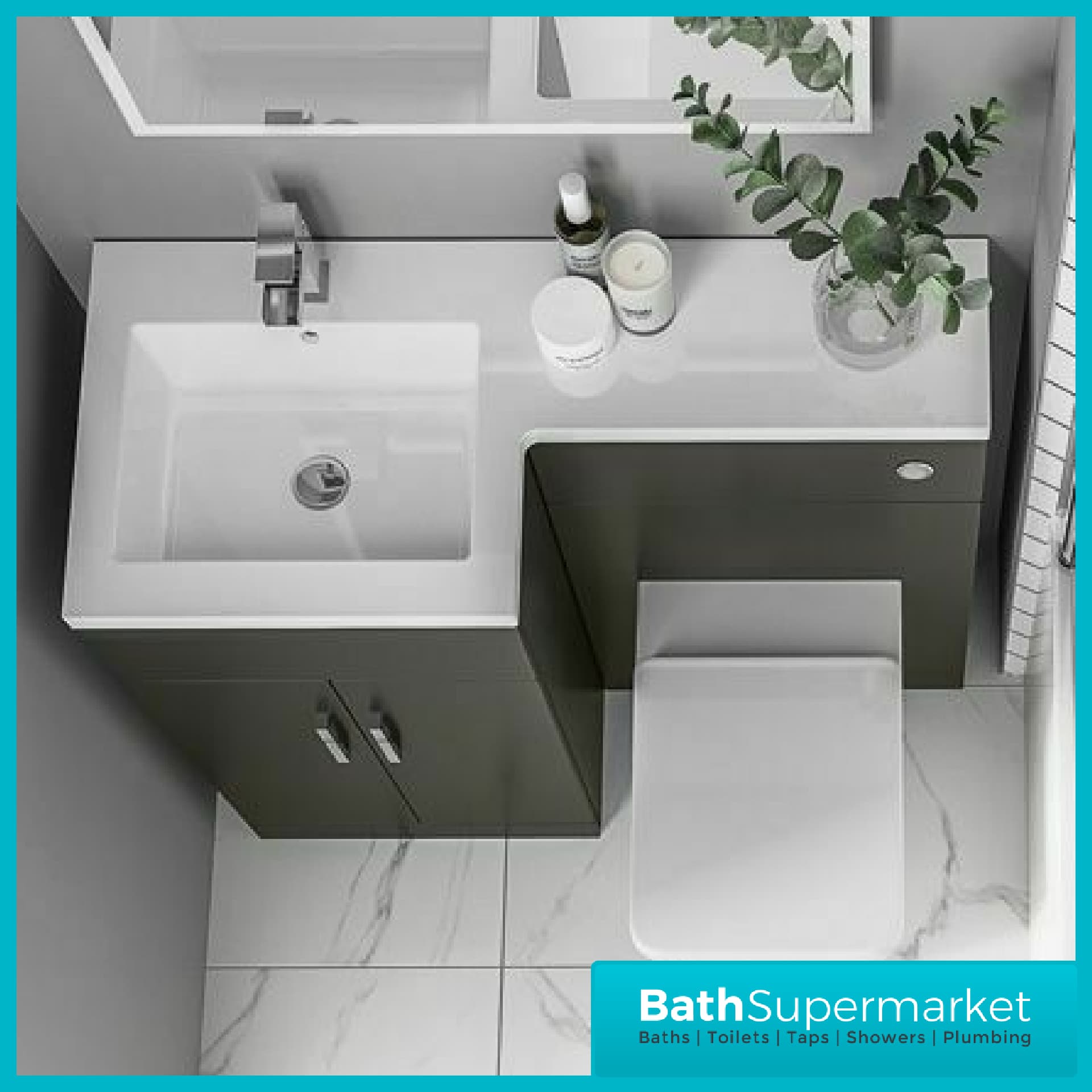 Elation Charcoal Gloss Grey Combination L Shape Furniture Pack 1100mm LH & RH - Image 2