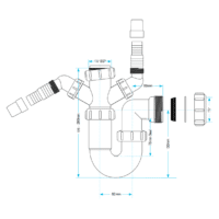Viva 1½" Sink Trap with Twin 135° Nozzles | WTST02 - Image 2