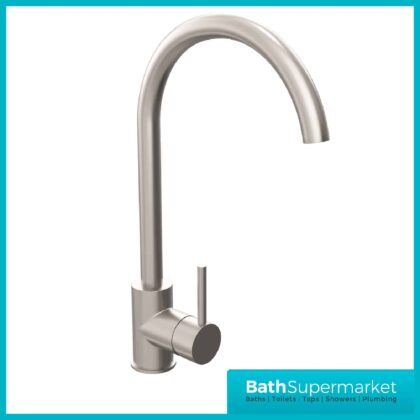 Tivoli Brushed Nickel Kitchen Mixer Tap with Swivel Spout – Swan Neck