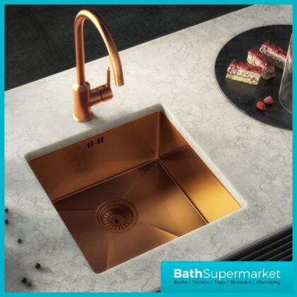 Ellsi Elite Undermounted Sink 440×440 & Wastes Brushed Copper Kitchen Sink