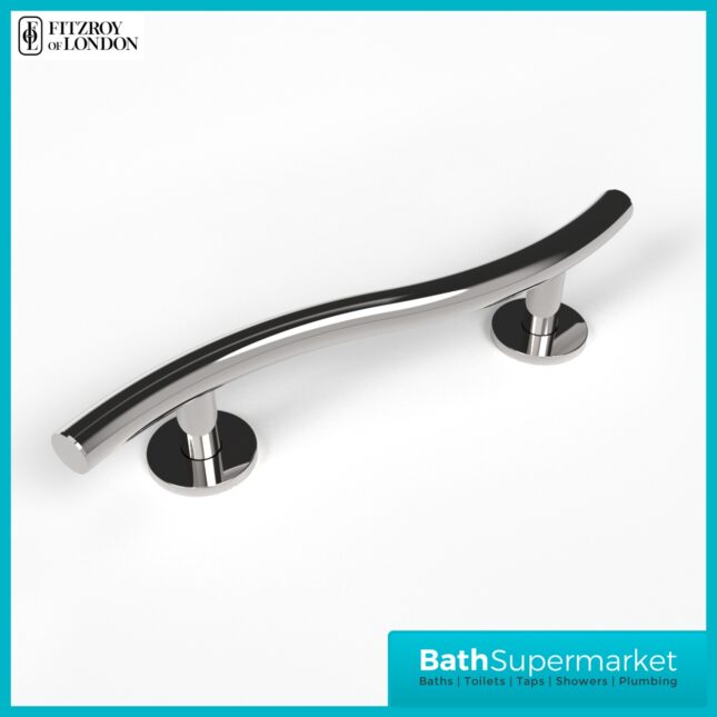 Fitzroy Of London Nymas Polished Stainless Steel Luxury Curved Grab Rail 480mm