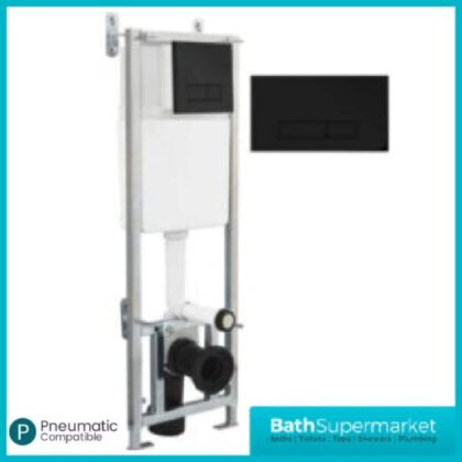 Matt Black Dual Flush Concealed WC Cistern with Wall Hung Frame