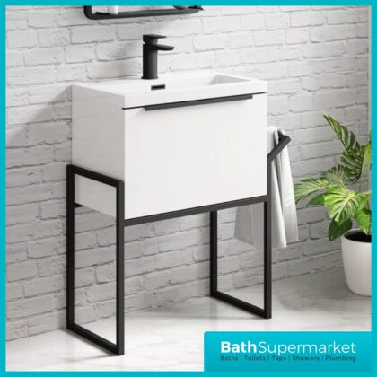 Celeste Muro 600mm Wall Hung Vanity Unit Black Frame