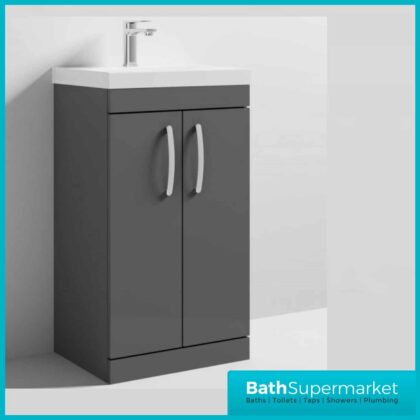 Nuie Athena 500MM Gloss Grey Vanity Unit & Basin