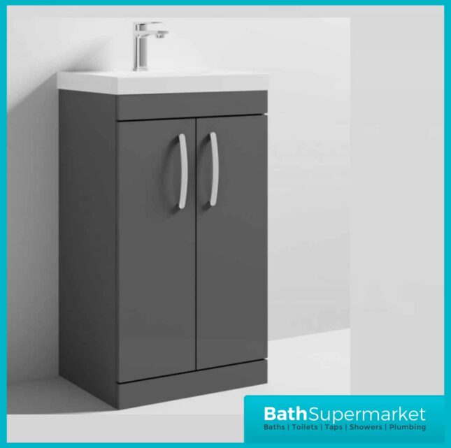 Nuie Athena 500MM Gloss Grey Vanity Unit & Basin