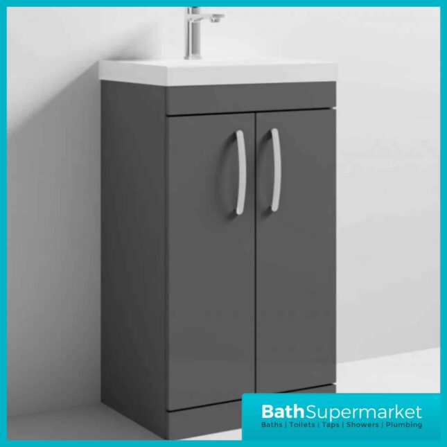 Nuie Athena 600MM Gloss Grey Vanity Unit & Basin