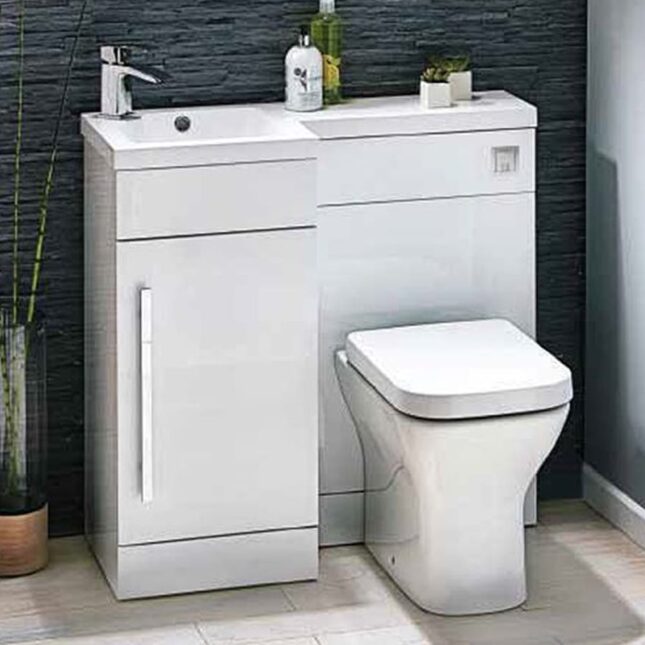900mm Bathroom Shower Suite L Shaped Furniture BTW Toilet WC Tap Shower - Image 3