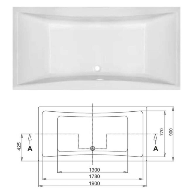 Titan Toreno Square 1900mm x 900mm Double Ended Bath-NTH - Image 4