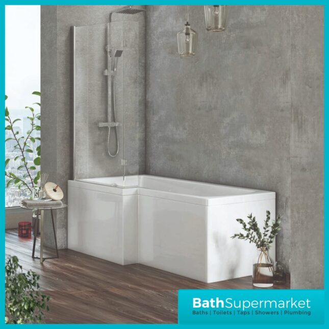 Modern Complete Bathroom Suite – 1700mm L-Shaped Bath with 1100mm Vanity Basin Unit LH/RH Options
