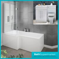 Modern Complete Bathroom Suite – 1700mm L-Shaped Bath with 1100mm Vanity Basin Unit LH/RH Options