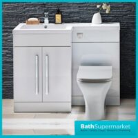 Complete Bathroom Suite with 1700mm L-Shaped Bath & 1100mm Vanity Basin Unit – Left Or Right Hand Option