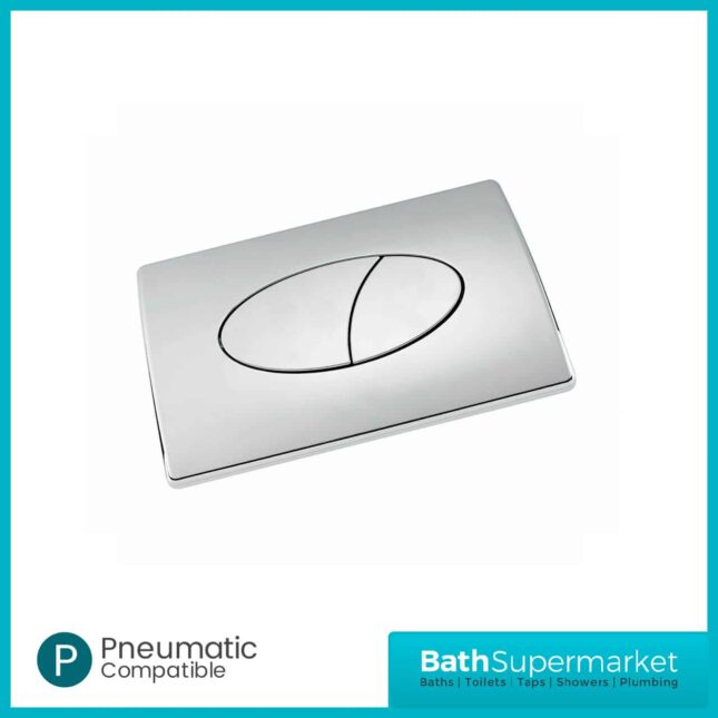 Chrome Rectangle Large Oval Pneumatic Flush Button Plate