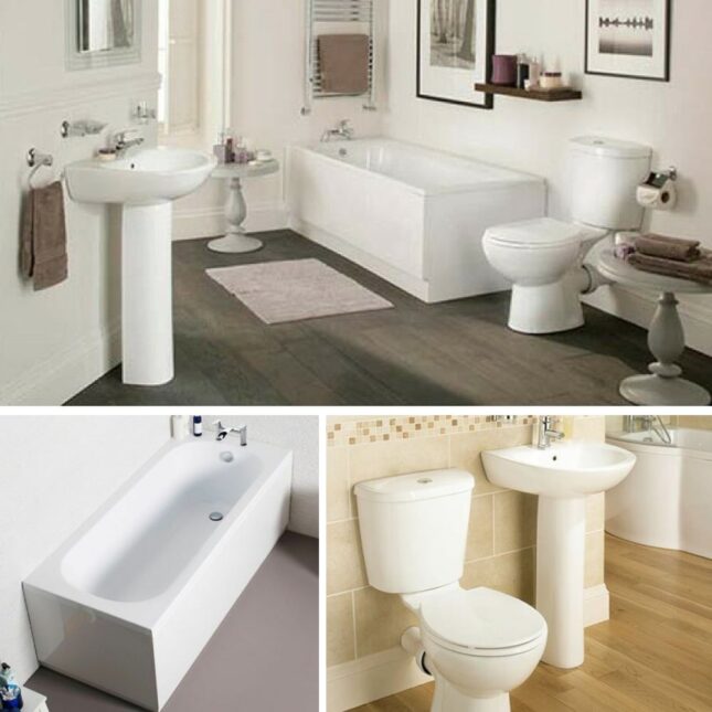 Modern Bathroom Suite - Including 1700mm Bath, Basin & Toilet