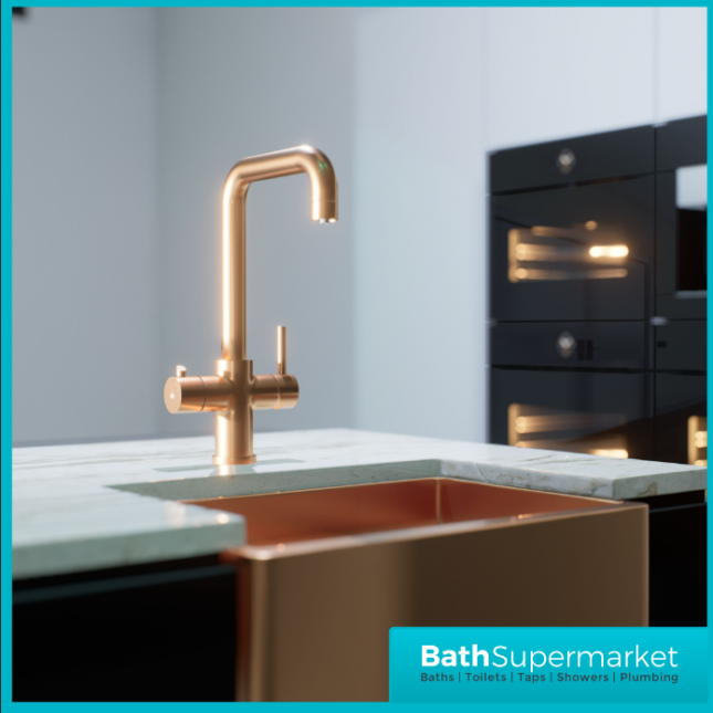 Tempo Brushed Copper 3-in-1 Instant Hot Water Kitchen Tap with Swivel Spout, Boiler & Filter System - Image 4