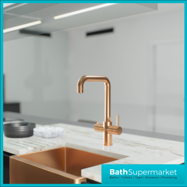 Tempo Brushed Copper 3-in-1 Instant Hot Water Kitchen Tap with Swivel Spout, Boiler & Filter System - Image 6
