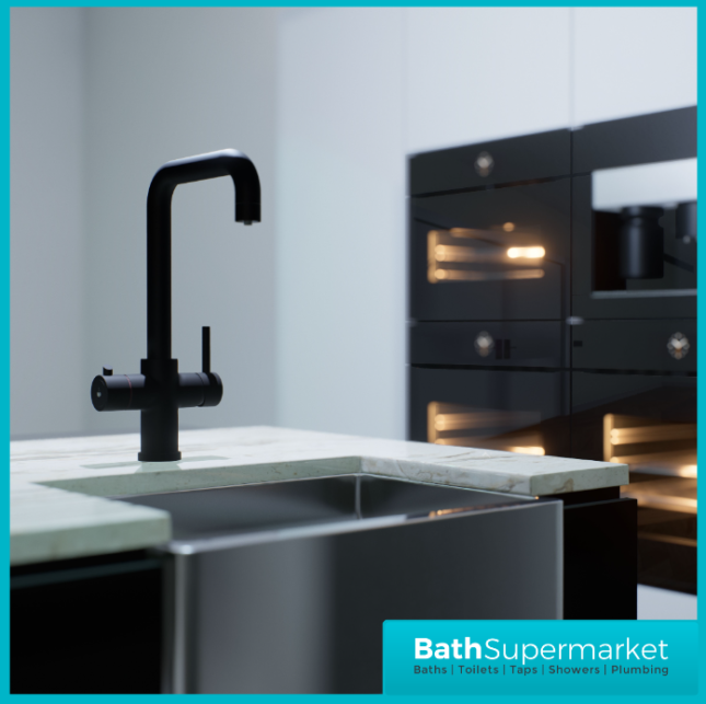 Matt Black Standard 3-In-1 Instant Boiling Water Kitchen Mixer Tap - Image 3