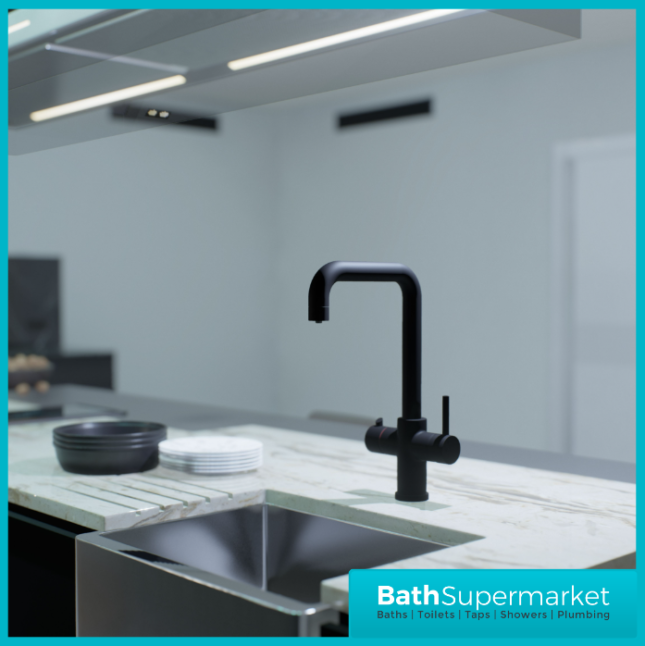 Matt Black Standard 3-In-1 Instant Boiling Water Kitchen Mixer Tap - Image 6