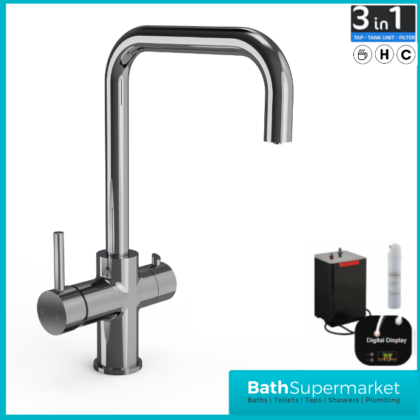 Chrome Finish Standard 3-In-1 Instant Boiling Water Kitchen Mixer Tap