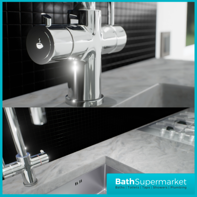 Ellsi Chrome Designer 3-in-1 Instant Hot Water Kitchen Mixer Tap System Kit - Image 13