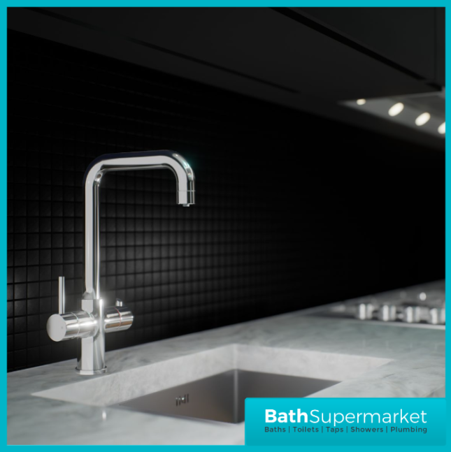 Ellsi Chrome Designer 3-in-1 Instant Hot Water Kitchen Mixer Tap System Kit - Image 5