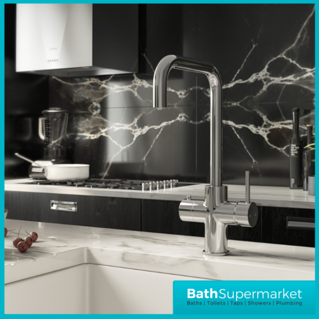 Ellsi Chrome Designer 3-in-1 Instant Hot Water Kitchen Mixer Tap System Kit - Image 2