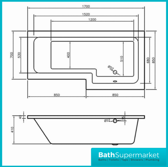 Complete Bathroom Suite with 1700mm L-Shaped Bath & 1100mm Vanity Basin Unit – Left Or Right Hand Option