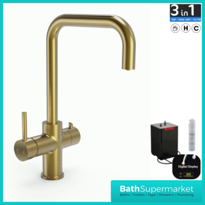 Brushed Gold Standard 3-In-1 Instant Boiling Water Kitchen Mixer Tap