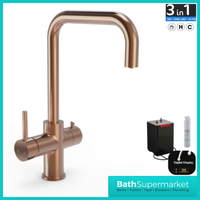 Copper Standard 3-In-1 Instant Boiling Water Kitchen Mixer Tap