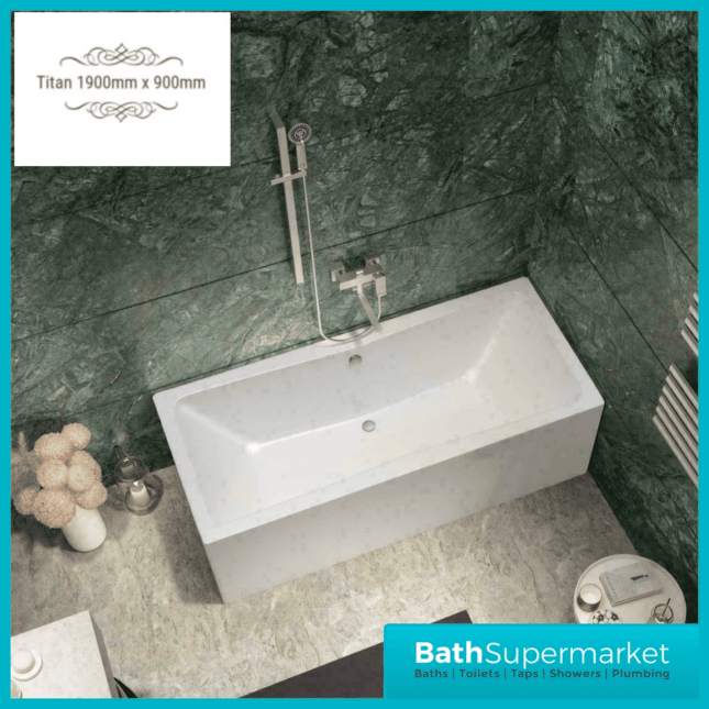 Titan Toreno Square 1900mm x 900mm Double Ended Bath-NTH