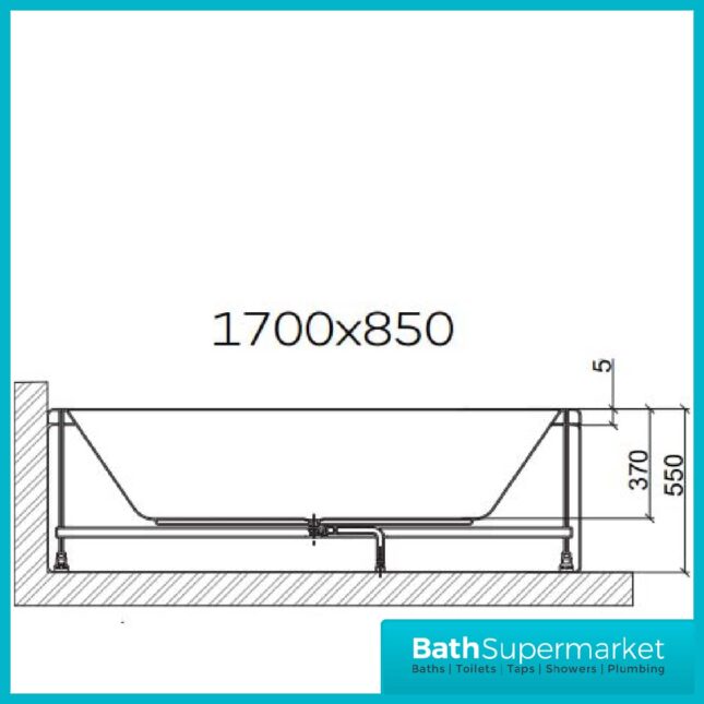 Titan Toreno Square 1700mm x 850mm Double Ended Bath-NTH - Image 2