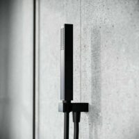 Square Matt Black Outlet Elbow with Parking Bracket, Flex & Handset - Image 2