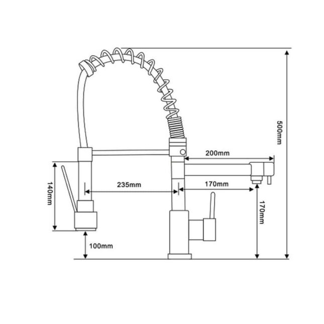 Ellsi Biella Kitchen Sink Mixer with Swivel Spout & Directional Spray - Black - Image 2