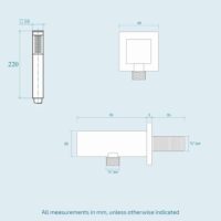 Square Matt Black Outlet Elbow with Parking Bracket, Flex & Handset - Image 4