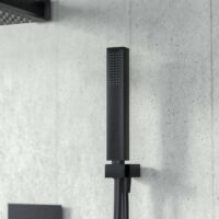 Square Matt Black Outlet Elbow with Parking Bracket, Flex & Handset - Image 3