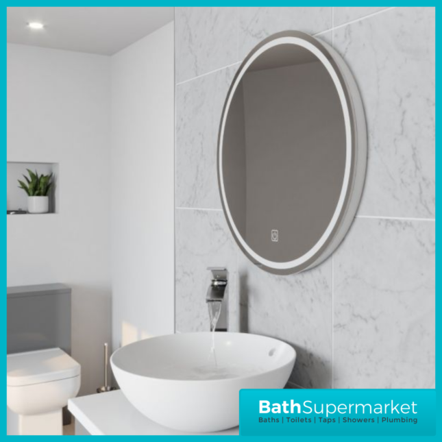 Kartell Vista Circular LED Illuminated Touch Switch Demister Bathroom Mirror 600mm