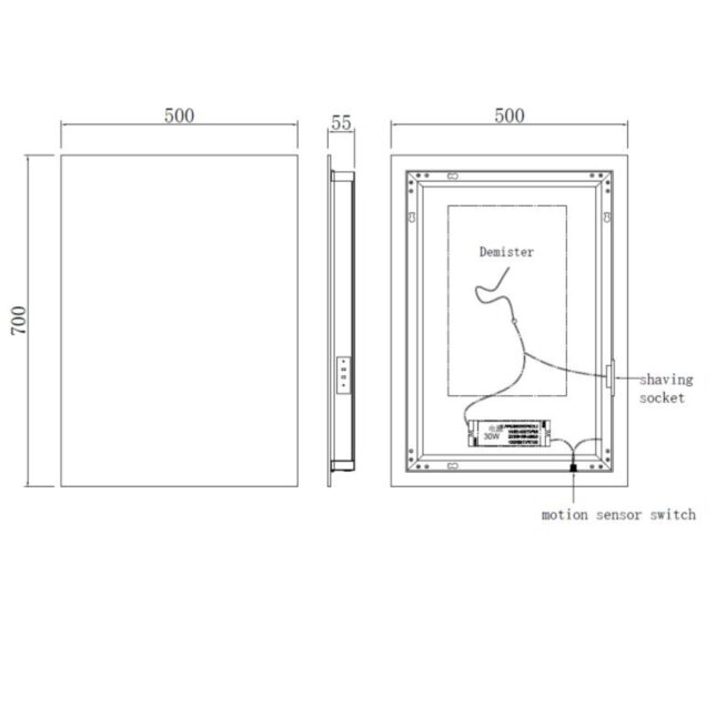 Kartell Reflections Como LED Mirror 500mm x 700mm - Image 4