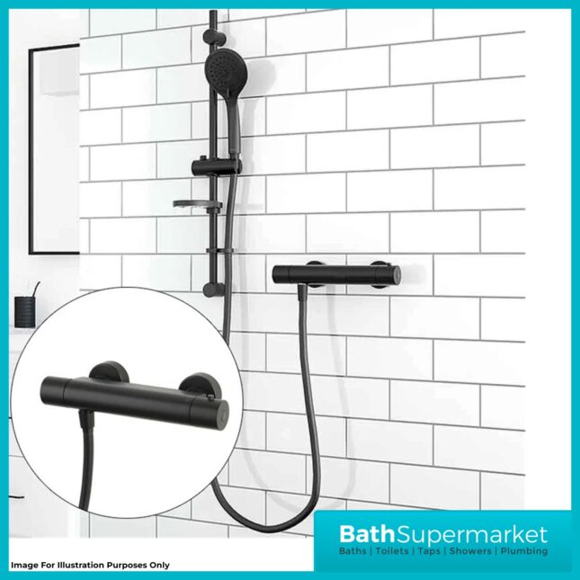 Matt Black Round Thermostatic Bar Shower Valve