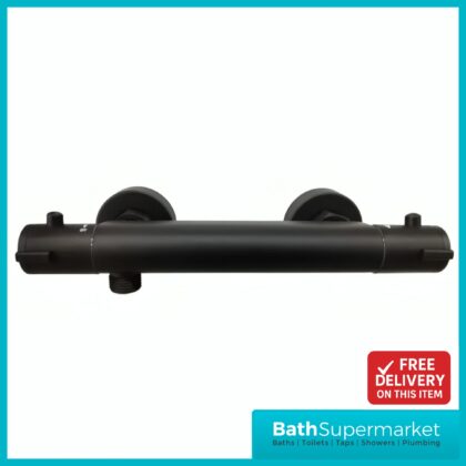 Matt Black Round Exposed Thermostatic Bar Shower Valve