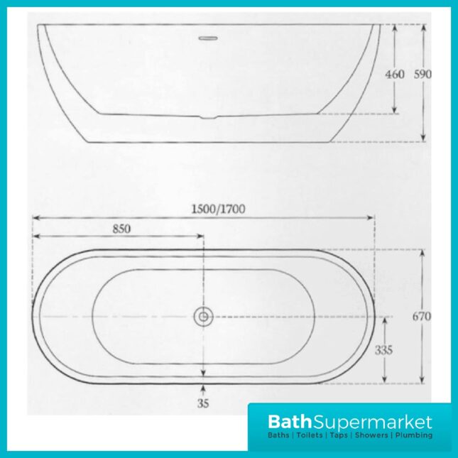 Charlotte Edwards Belgravia Black Modern Freestanding Bath 1700 X 670mm - Image 4