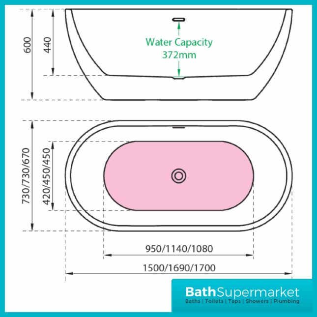 Charlotte Edwards Belgravia Black Modern Freestanding Bath 1700 X 670mm - Image 5