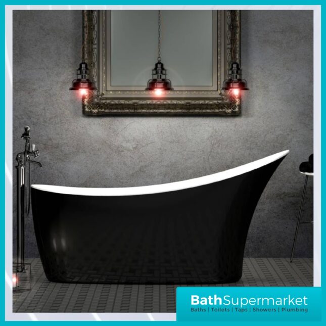 Charlotte Edwards Portobello Matt Black Freestanding Slipper Bath 1700 x 730mm - Image 5