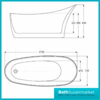 Charlotte Edwards Portobello Matt Black Freestanding Slipper Bath 1700 x 730mm - Image 7