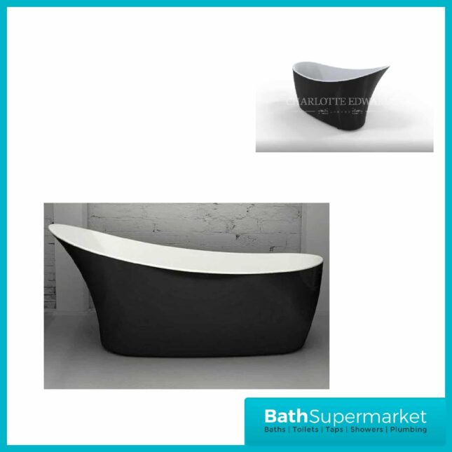 Charlotte Edwards Portobello Matt Black Freestanding Slipper Bath 1700 x 730mm - Image 8