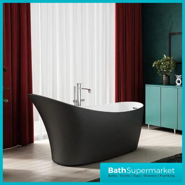 Charlotte Edwards Portobello Matt Black Freestanding Slipper Bath 1700 x 730mm